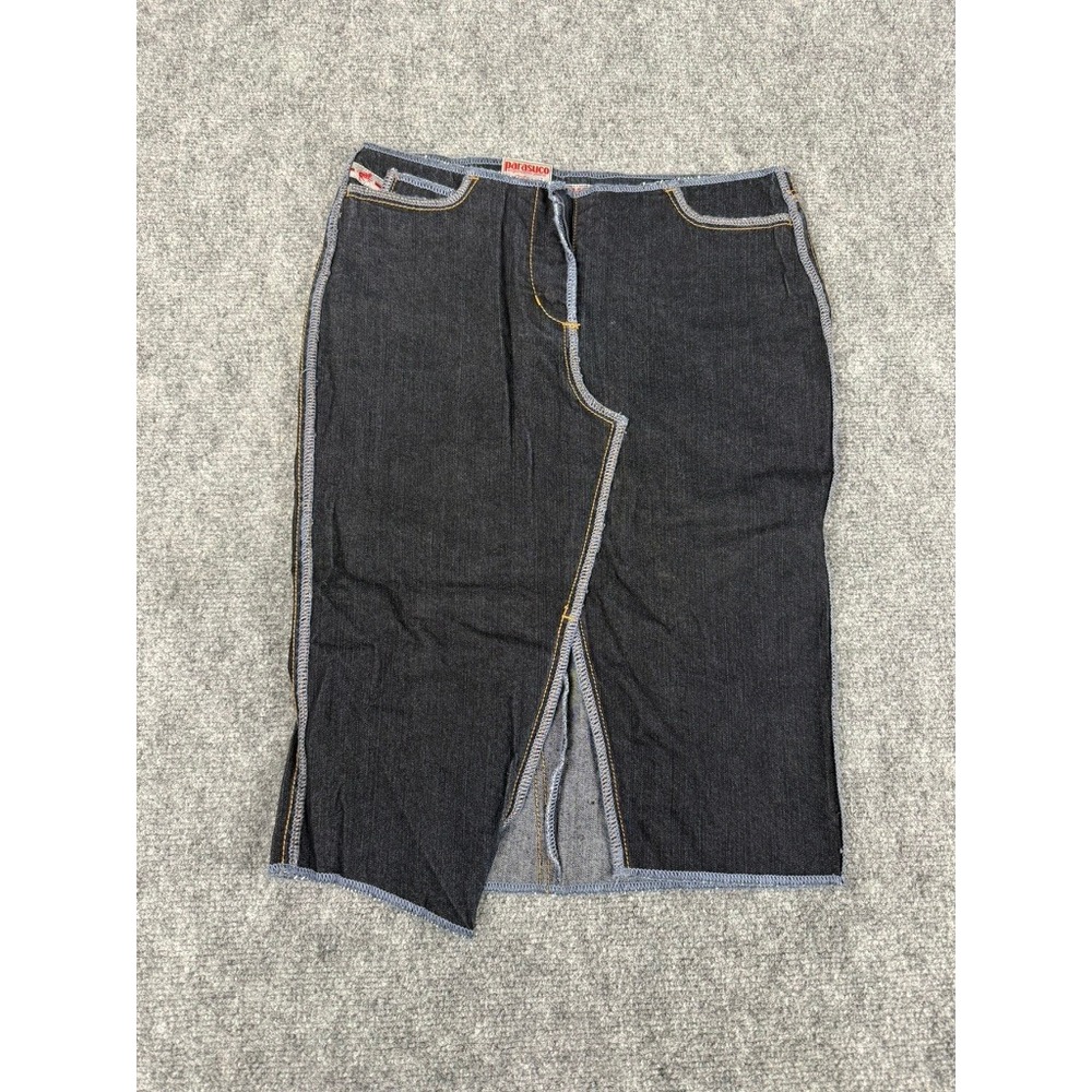 Parasuco Ergonomic Denim Skirt Dark Wash Asymmetric Slit Size 16 NWT 8665MDE